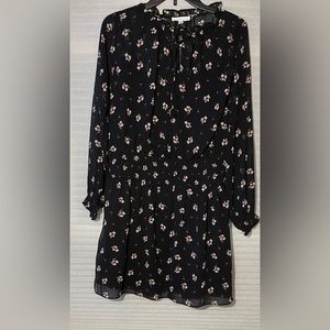 Black Long Sleeve Flower Dress